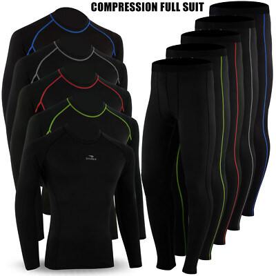 Herren Kompression Winter Thermo Basisschicht unter Ganzanzug Strumpfhose Hemd Hose 
