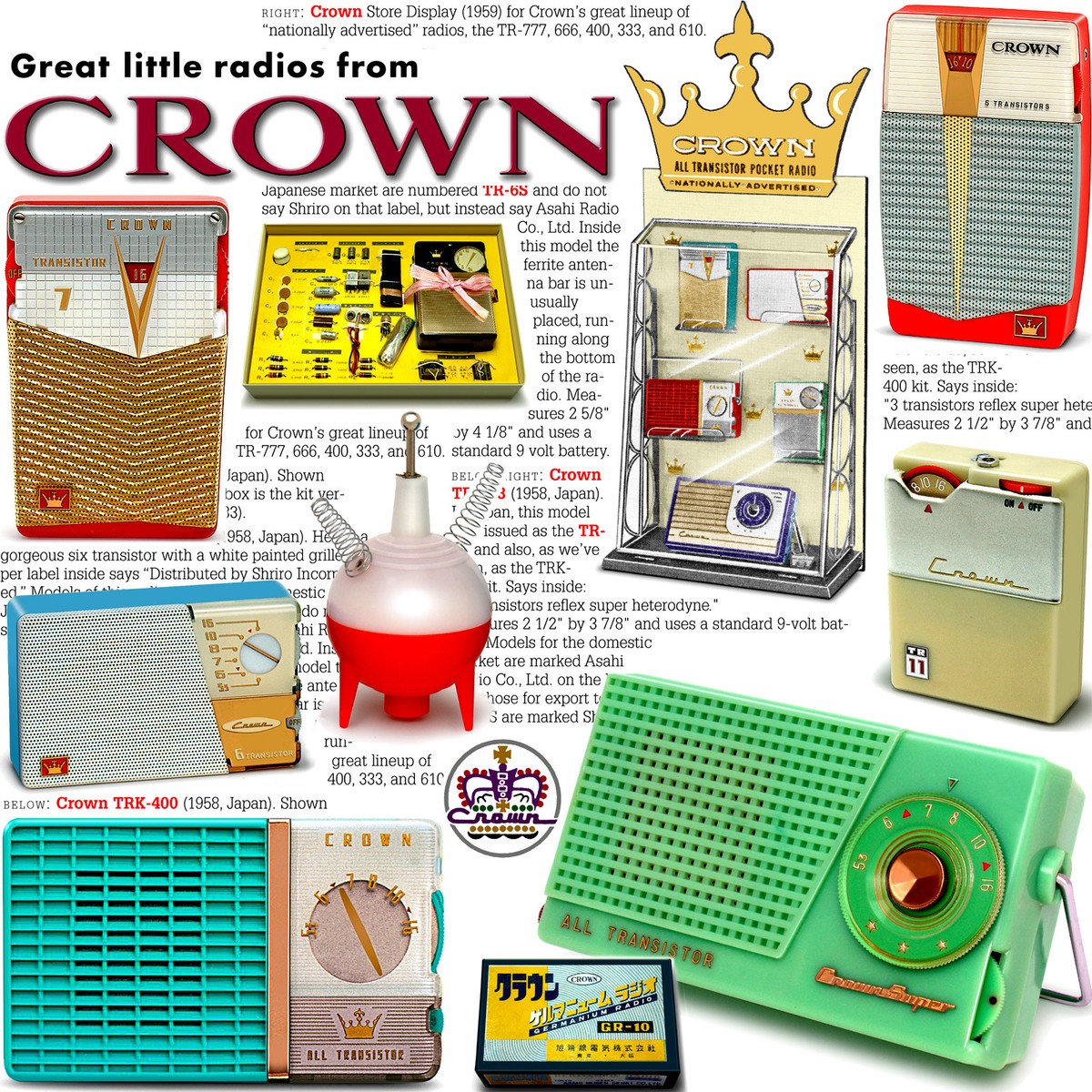 CROWN vintage transistor radios book for collectors - tube CROWN vintage transistor radios book for collectors - tube