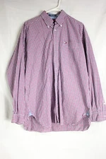 Tommy Hilfiger Plaid Button Down Shirt Long Sleeve Front Pocket Men's L
