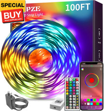 100ft Led Strip Lights RGB Music Sync Color Changing Bluetooth Led Lights with S