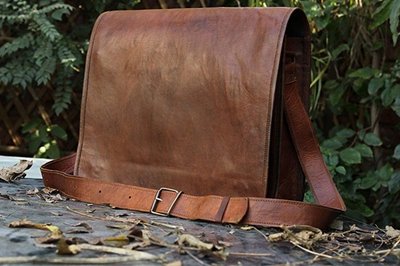 Men's Vintage Brown Leather Full Flap Messenger Laptop Satchel Shoulder Bag15X11