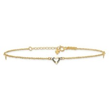 *BRAND NEW* 14K Yellow Gold Diamond-cut Hearts 9in Plus 1in ext Anklet