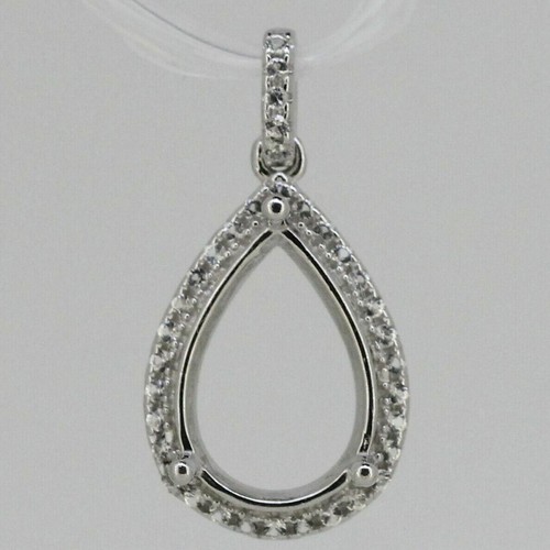 Sterling Silver Semi Mount Pendant Setting Pear PE 13x9mm Topaz or Moissanite
