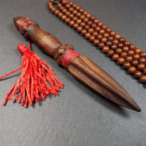 Gandhanra Old Sandalwood Tibetan Buddhist Ritual Implement - Kila - Phurba 6.7" - Picture 5 of 22