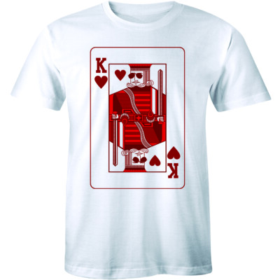 King of Hearts Men's T-shirt Real Players Gambling Poker Playing Cards Gift Tee