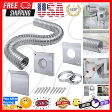 Pellet Stove Fresh Air Intake Kit, 2" x 60" Flex Vent Pipe & Accessories