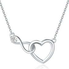 Infinity Love Heart Necklace Bracelet 925 Sterling Sliver Gold Plated Dainty Sim