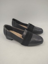 Clarks Collection Black Loafer sz 6.5 M Women Leather Shoe Classic Slip on Style