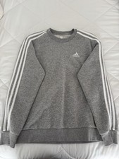 Adidas 3 Stripe Crewneck Sweatshirt Gray Fleece Pullover Men s Small