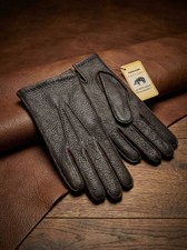 Women  s Peccary Leather Winter Gloves   Cashmere Lined, Dark Brown