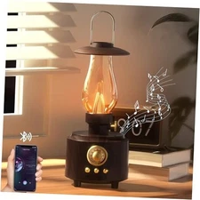  Vintage Kerosene Table Lamp with Bluetooth Speaker, Infinitely Woodgrain