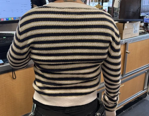 Autentico cardigan Valentino Garavani Spa taglia piccola bianco oro navy vendita al dettaglio $4495