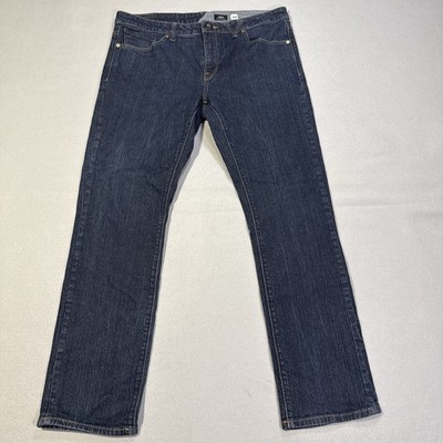 Volcom Vorta Slim Straight Jeans Mens Size 36 Dark Wash Denim Skate Casual Pants