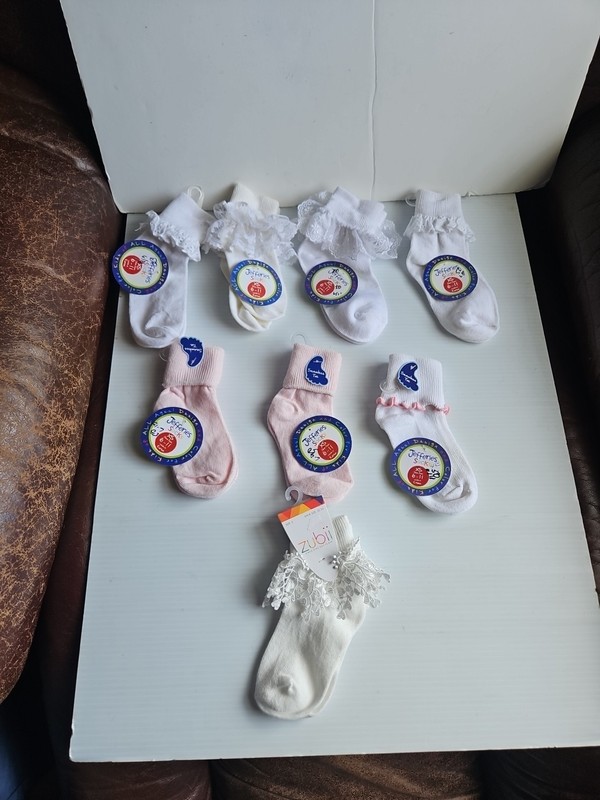 Lot of 8 Jefferies Girls Cuffed Dress Socks School Uniform Dress Plain XS 6-11