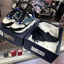 Christian Dior Sneakers M-B22 Calf Mesh Men's Size 39 Blue Green W/box
