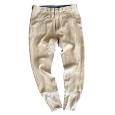 Tuff Rider Light Beige Equestrian Riding Breeches Full Seat Size 32 Zip Pockets