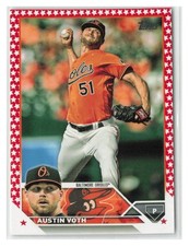 Austin Voth 2023 Topps Independence Day SN #/76 #647-BAL ORIOLES