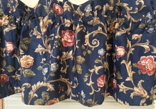 Custom Mill Creek Damask Valance 53X15 Floral Blue Gold Scrolls Pink Rose HAV3