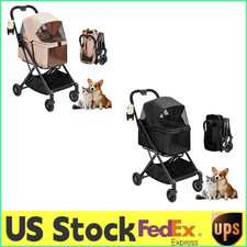 Luxury Pet Stroller for Dogs  Cat,Heavy-Duty Steel Frame W/360  Shockproof Whee