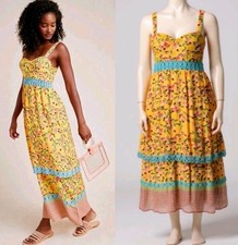 Farm Rio Anjou Sleeveless Yellow Orange Floral Print Maxi Dress! 8P Excellent
