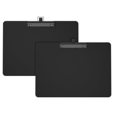 Clipboard with Pen Holder, Black 8.5 x 11 Clip Boards 2 Pack 