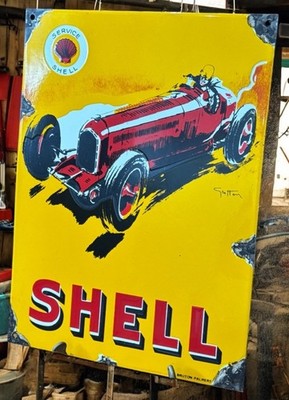 Shell Garage Werbung Emailschild. Tolle Optik.