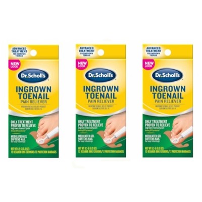3 Pack Dr Scholls Ingrown Toenail Pain Reliever Gel Kit 0.3Oz Each