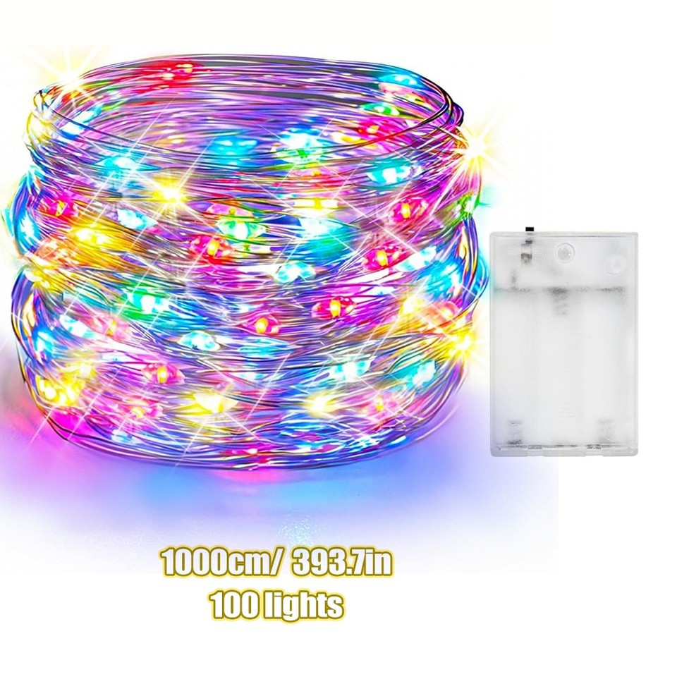10m 100 Mini LED Copper Wire String Fairy Lights AA Battery Operated ...