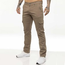 Enzo Mens Cargo Trousers Combat Jeans Slim Fit Casual Cotton Stretch Work Pants