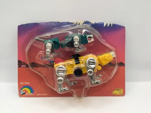 1984 LJN Voltron Motorized Lion Force Cut Card! Green & Yellow 2 Pack! Vintage!