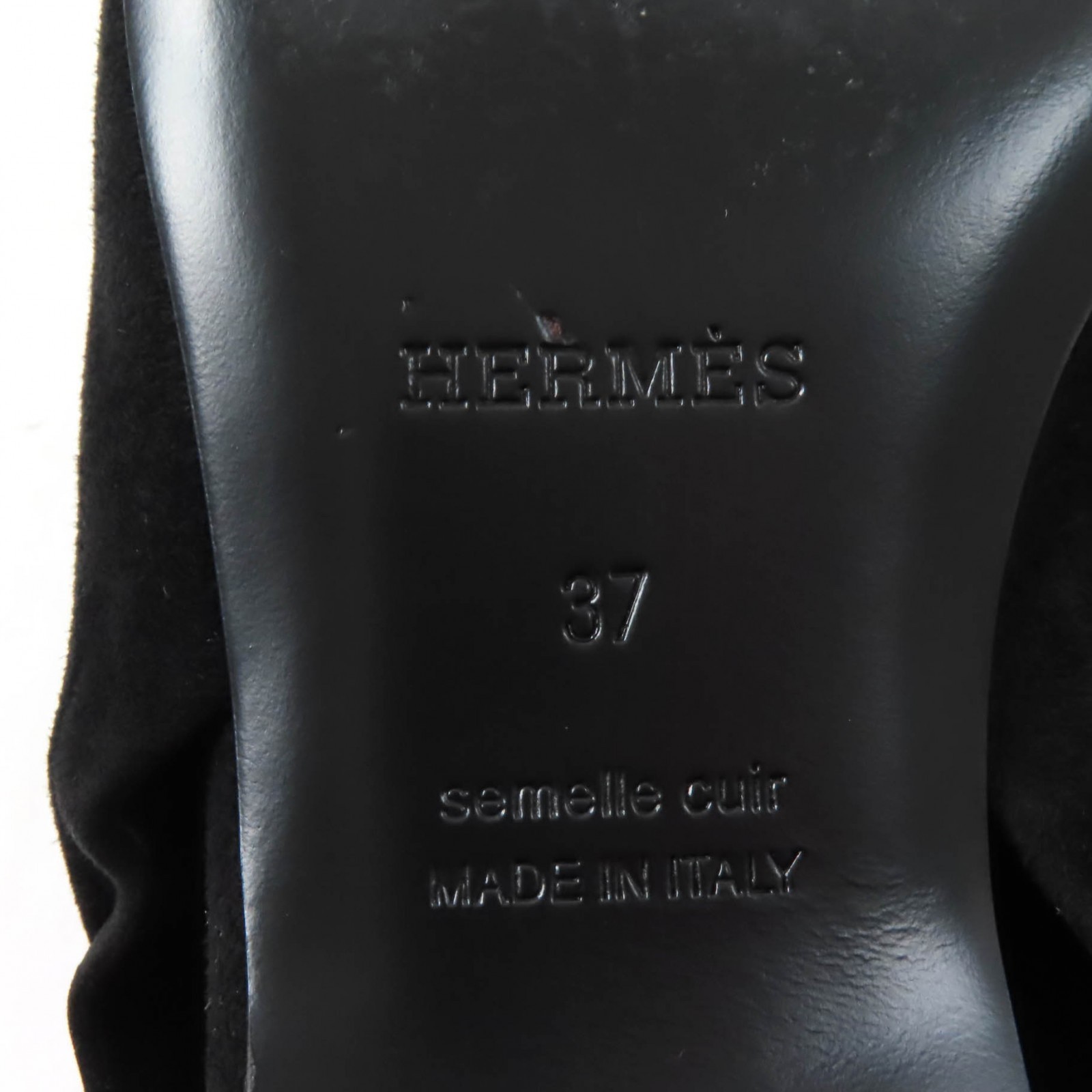 Great HERMES pumps Eva suede leather bow ballet flats black Suede leather Wo... thumbnail 12