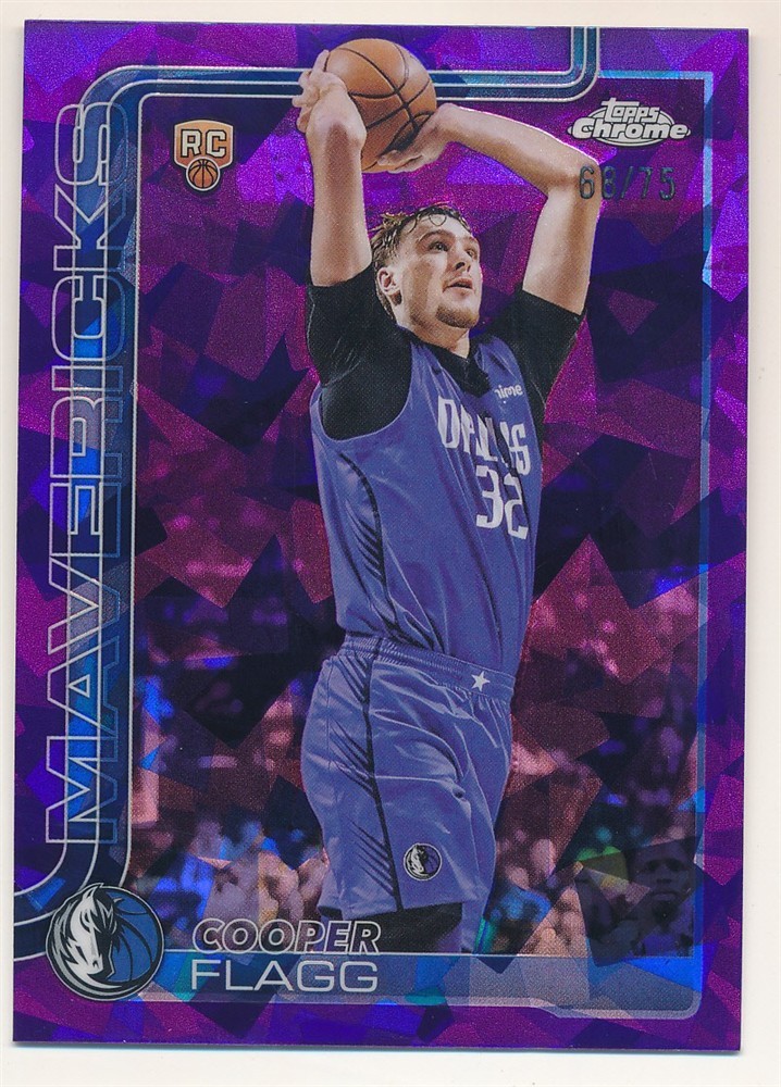 COOPER FLAGG 2025/26 TOPPS CHROME SAPPHIRE #251 RC ROOKIE PURPLE MINT SP #68/75