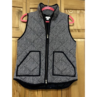 J Crew Down Vest Womens Small gray Herringbone Puffer