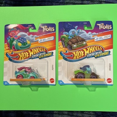 NEW, Sealed - 2024  HOT WHEELS RACER VERSE DIECAST - TROLLS ( Poppy & Branch)