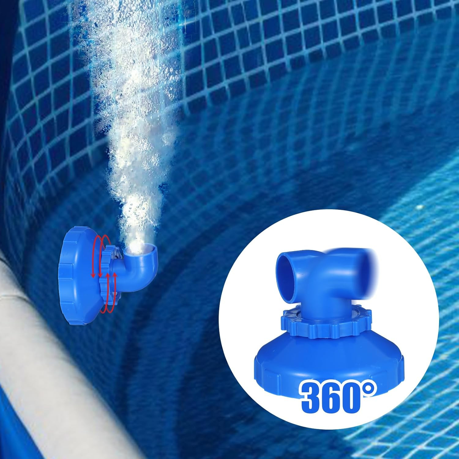 360° Pool Jet Nozzle Swivel Return Inlet Fitting with Hose Clamp for Intex Pools