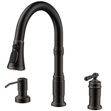 3 Hole Kitchen Faucet with Soap Dispenser, Oil Rubbed Bronze