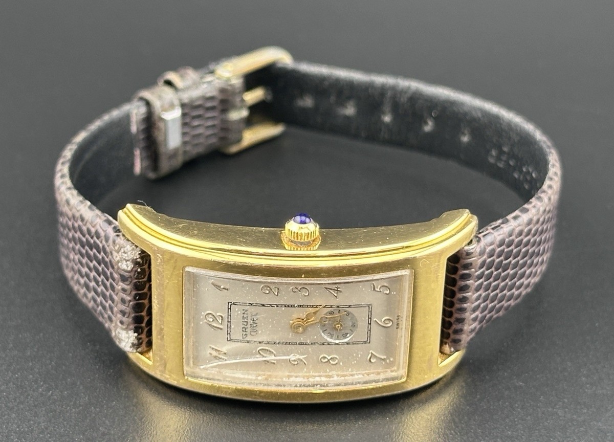 Working Vintage Gruen Curvex Quartz Women's Watch 10 Micron GS428