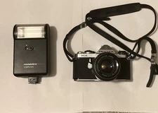 Asahi Pentax ME Camera SMC 50mm 1.7 Lens With Hanimex CBX350 Computer Flash