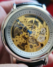 Mens Stuhrling Original Skeleton Watch Used With Tags And Original Box 
