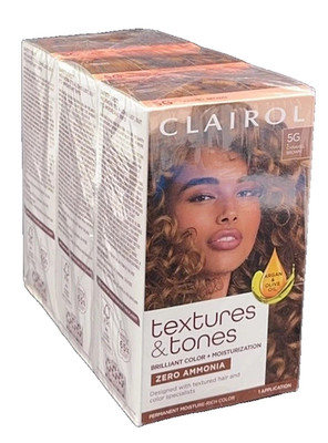 THREE Clairol Textures & Tones Permanent Hair Dye 5G Caramel Brown Color