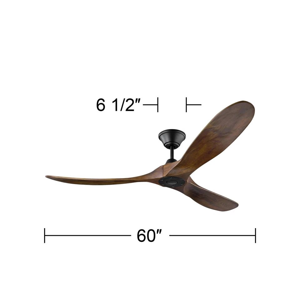 60" Visual Comfort Maverick Walnut and Black Ceiling Fan with Remote - Image 3 of 3
