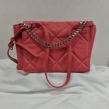 Pink Quilted Shoulder Bag Chain Strap Gold Hardware Inner Pockets
