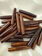20 Beads Dark Brown Buffalo Bone Hair Pipe Tube Beads 1 1/2"