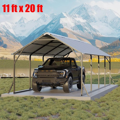 #ad 11 x20 x9 ft Metal Carport Outdoor Steel Heavy Duty Car Trucks Shelter Garage $679.99