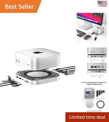 Aluminum Mac Mini M4 Dock: 10-in-1 Hub with 4K HDMI, USB-C & SSD Enclosure