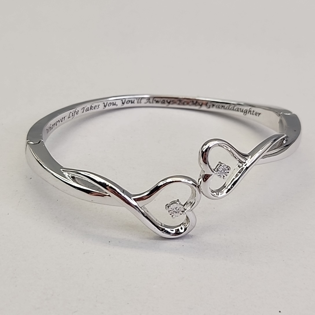 Double Heart Bracelet Granddaughter Clamper Diamonds BGE
