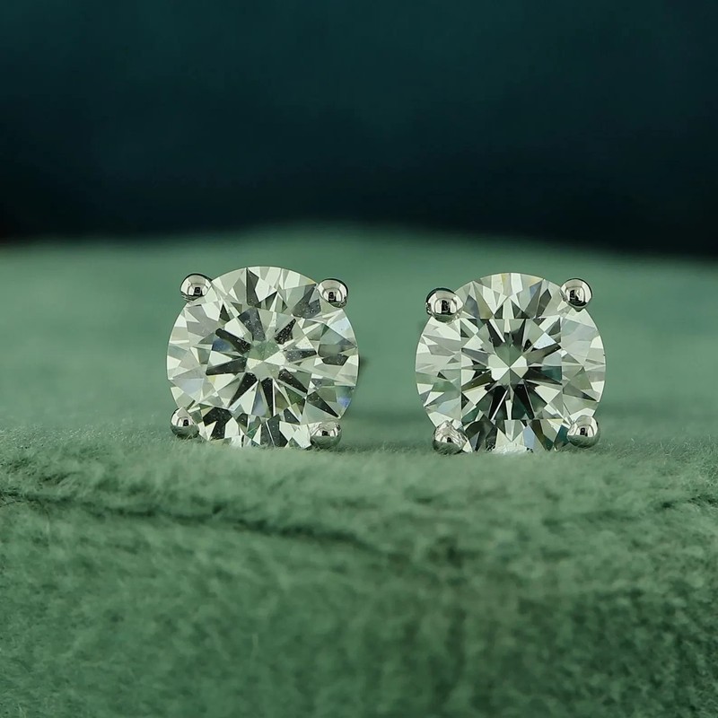 4TCW Round Lab Grown Diamond Stud Earrings For Black Friday 14k White Gold #255