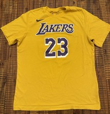 Nike Los Angeles Lakers Lebron James Shirt Jersey Men s Large Yellow 23 EUC