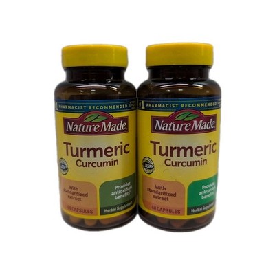 (2) Nature Made Turmeric Curcumin 500 mg, 60  Capsules Each. Exp: 07/2028+