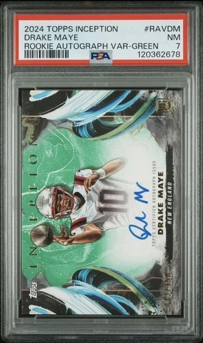 2024 TOPPS INCEPTION ROOKIE VARIATIONS GREEN DRAKE MAYE RC /150 PSA 7 AUTO